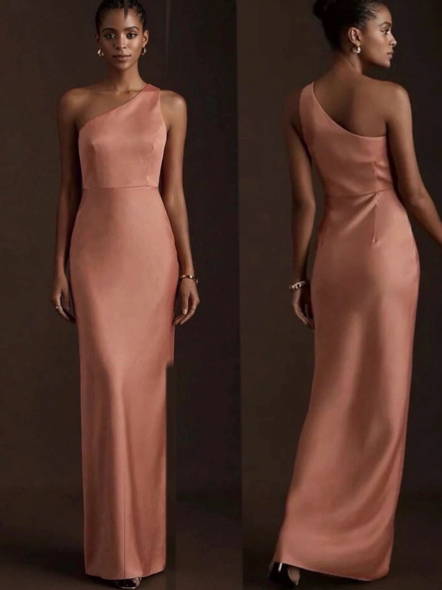Anthropologie Bhldn Womens Dress Brown One Shoulder Maxi Evening Bridesmaid 12